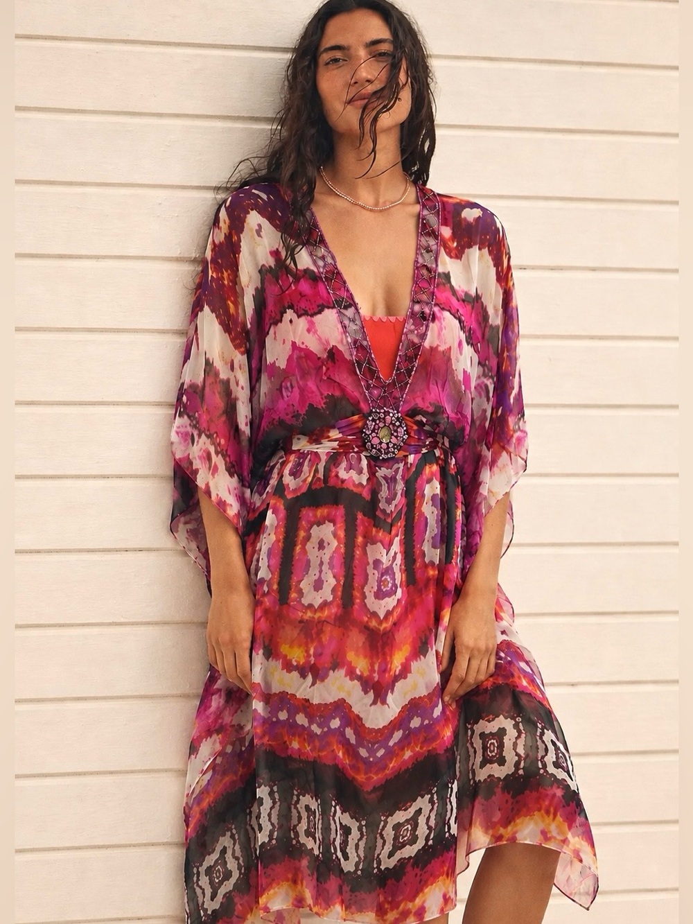 100% Silk Tie-Dyed Beach Kaftan
